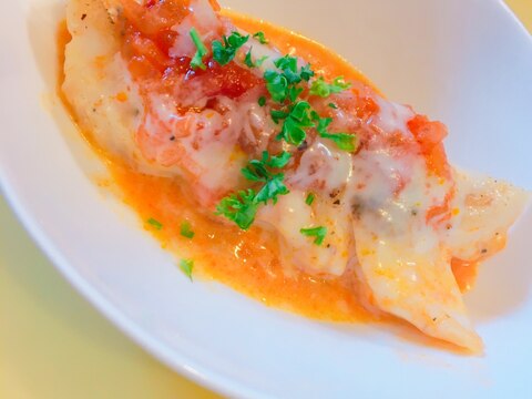 万能トマトソースを使って✰(3)白身魚のトマトチーズ焼